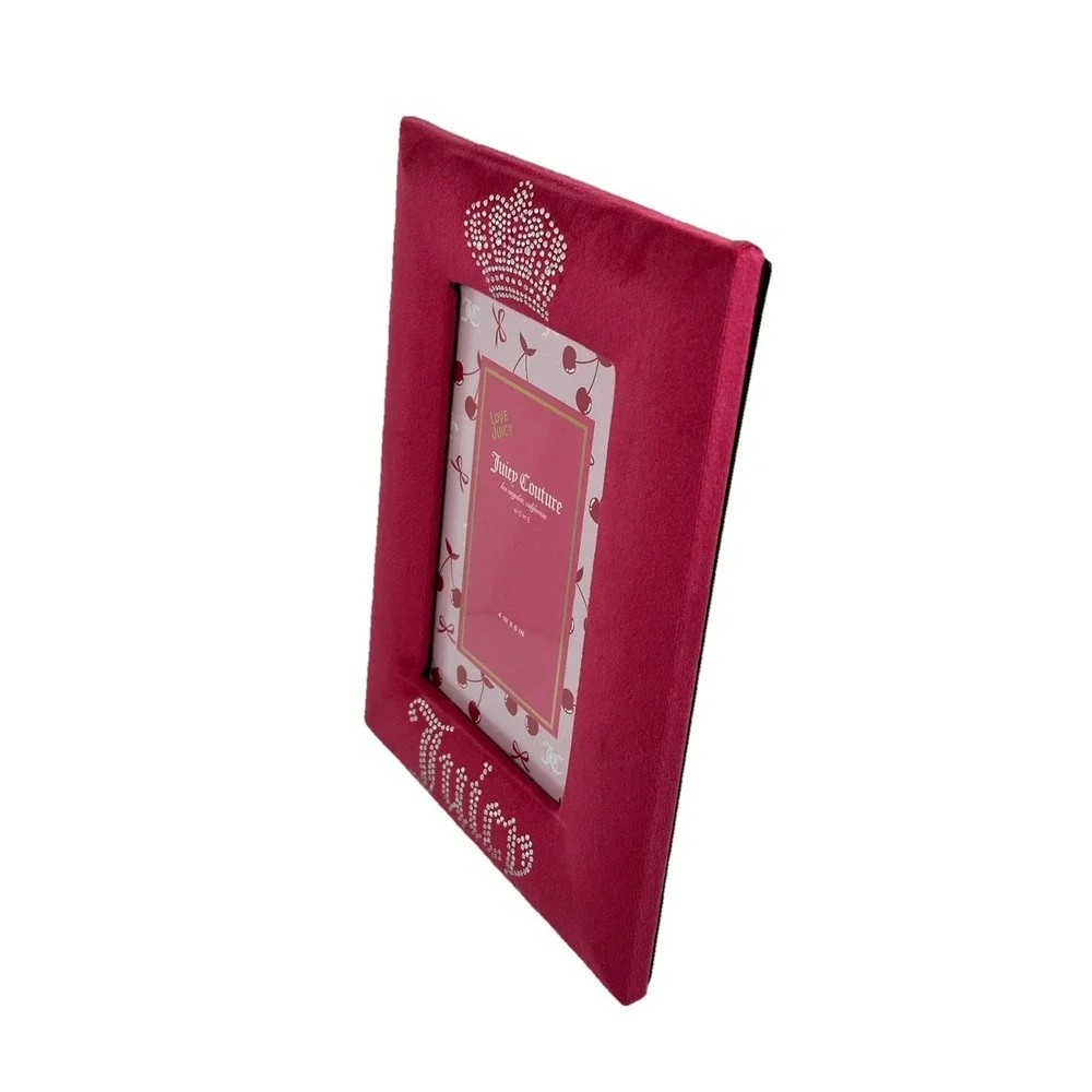 Juicy Couture Pink Velour Rhinestone Crown Photo Frame 4x6 Glam